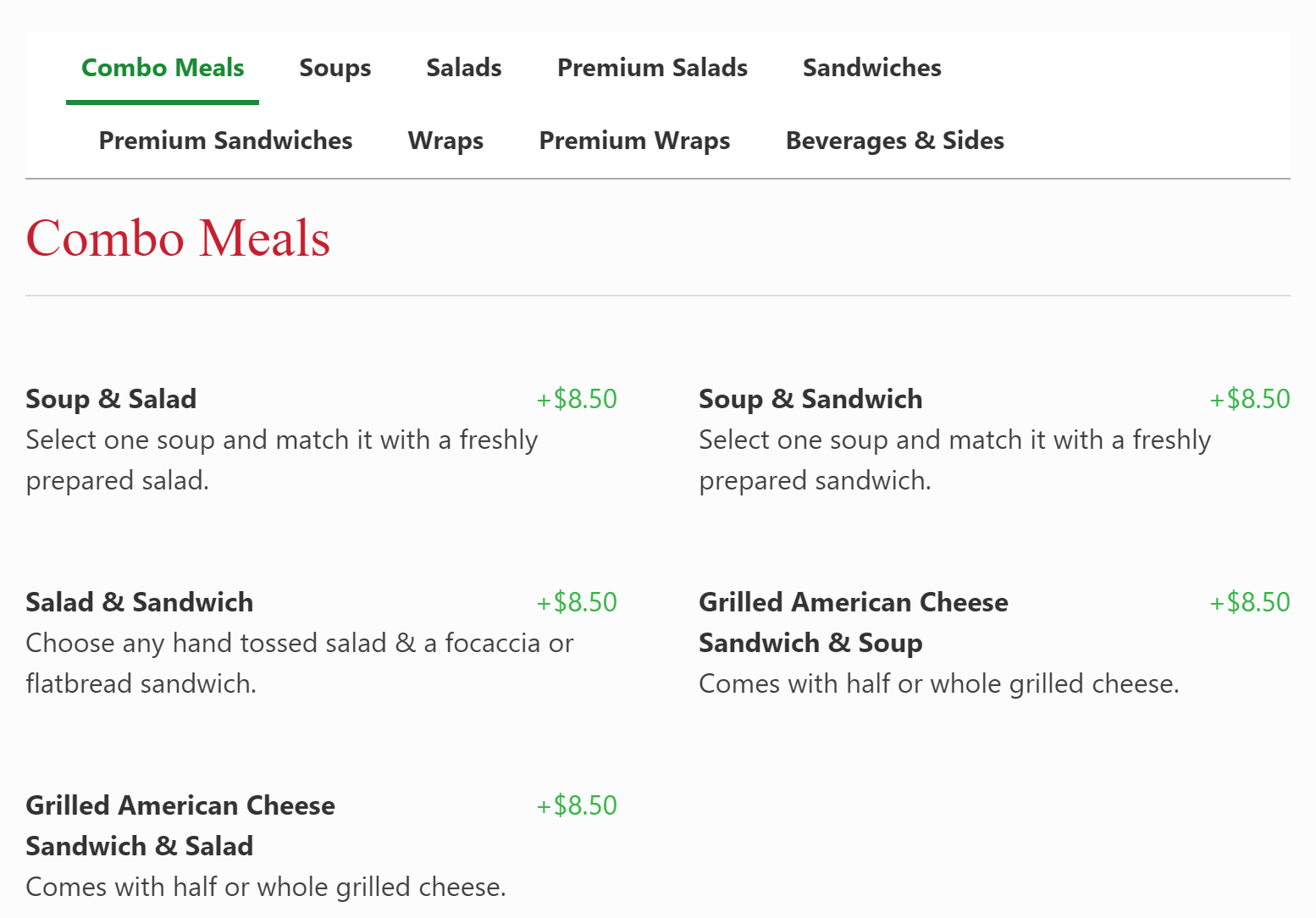 Spoons Online Ordering Tablet Screenshot